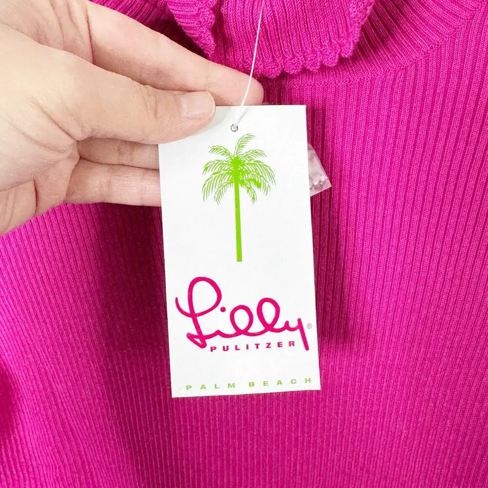 Lilly Pulitzer Lil Nora Turtleneck Sweater Hot Pink Ribbed 64450P 14 Kids' NWT